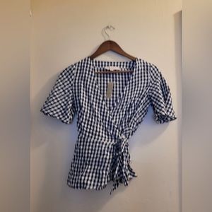 Loft checkered wrap shirt